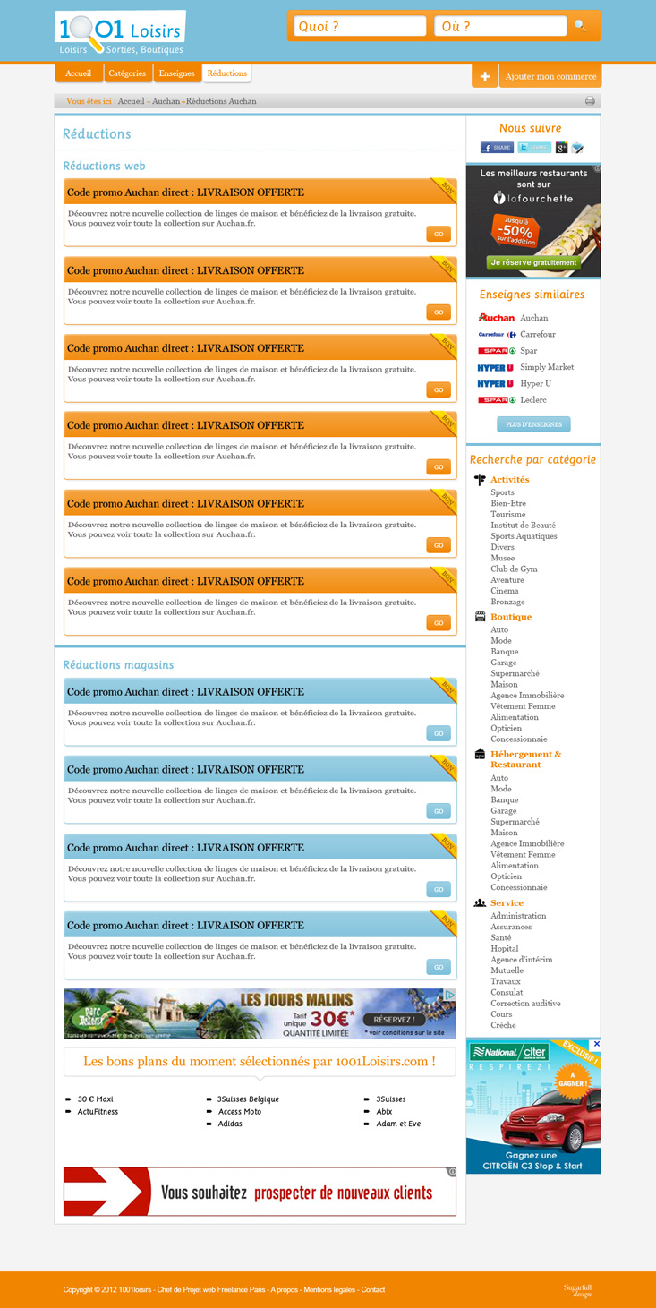 Webdesign 1001 Loisirs.com